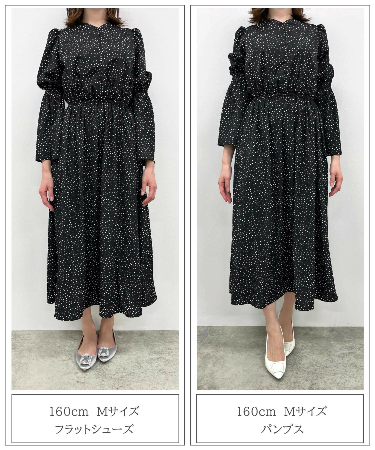 OUTLET-SALE ベルスリーブ ドット ワンピース HUIT 全2色｜hit311-0050