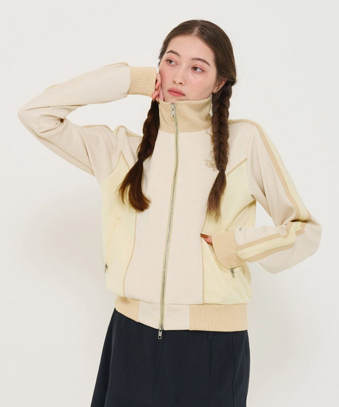 ジャケット/トラックジャケット/配色/バイカラー/ベージュ/グリーン