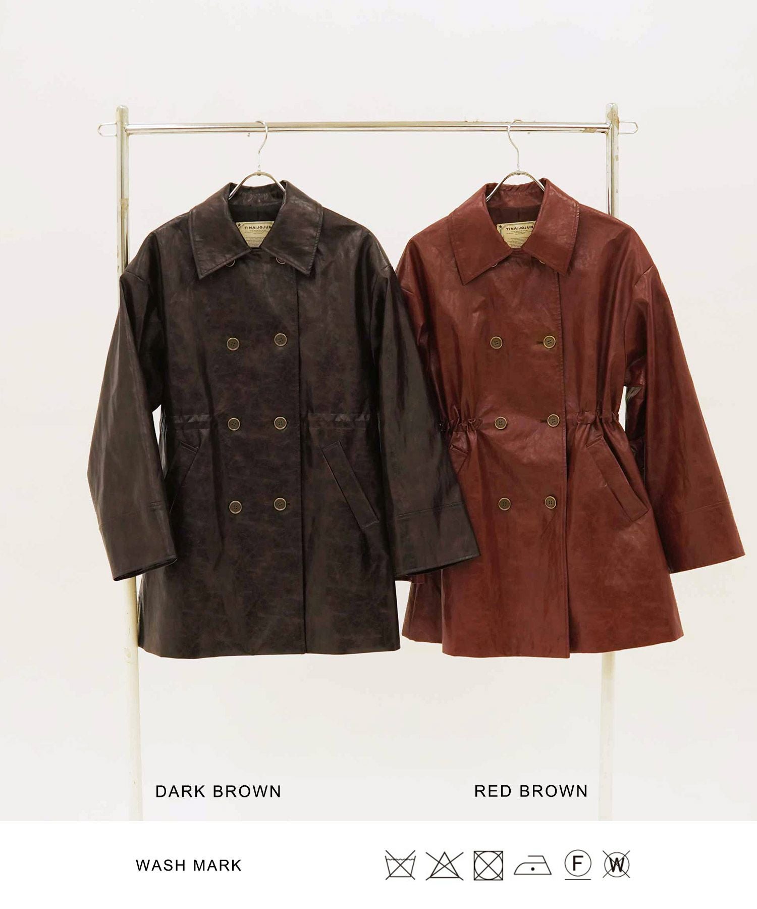 フェイクレザー Aラインコート TINA：JOJUN 全2色｜tnj111-0805【1】