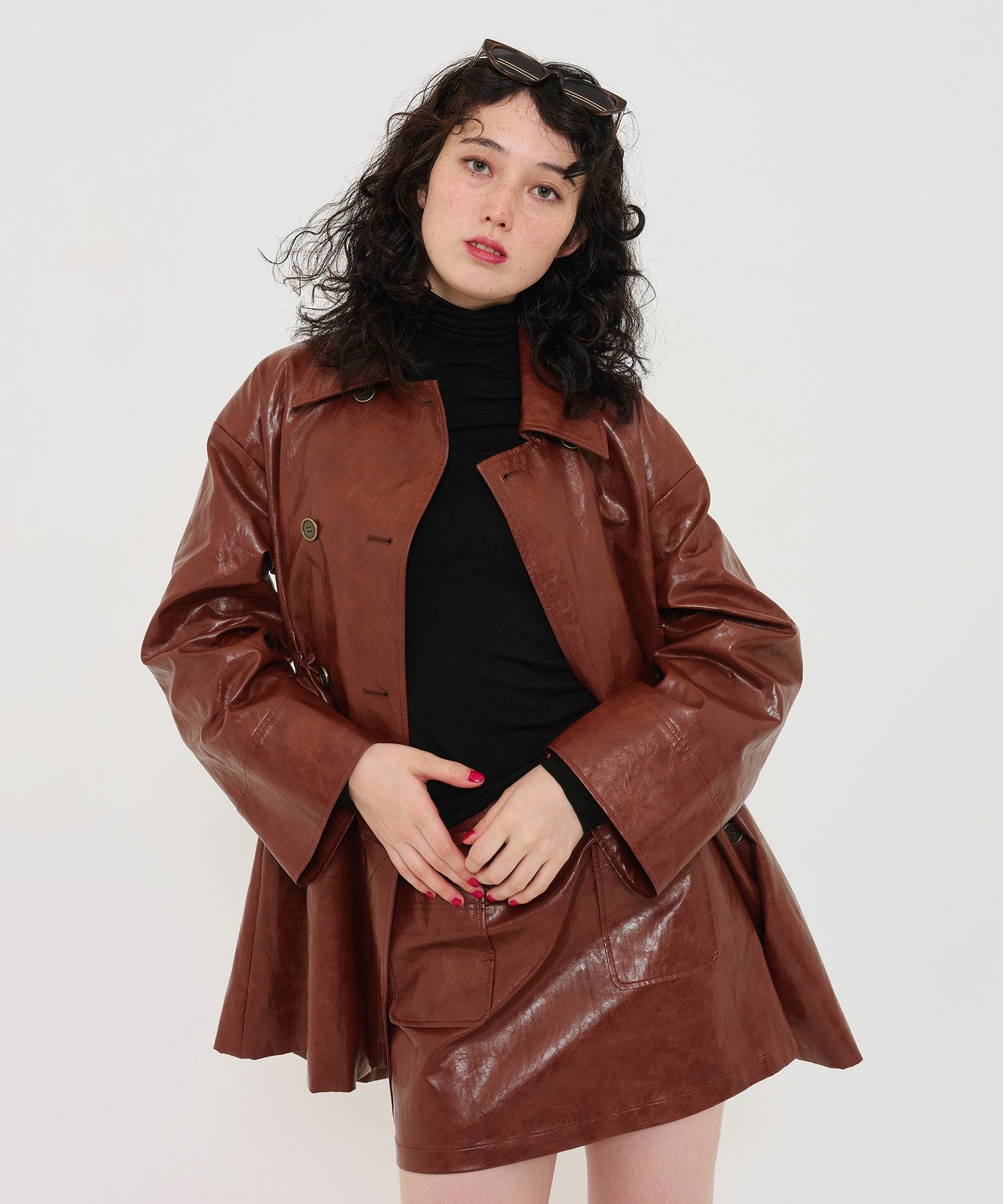 フェイクレザー ミニスカート TINA：JOJUN 全2色｜tnj611-0806【1】