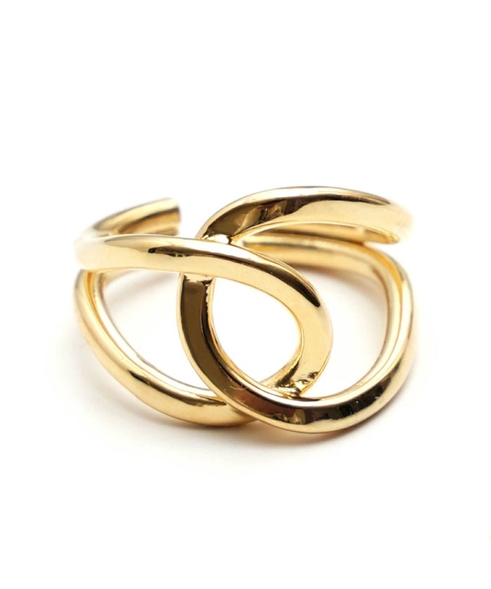 ダブル リング Double Ring 真鍮 クリスタル サークル クロス モダン デザイン 存在感 華やか ダブル リング Double Ring （Liala）