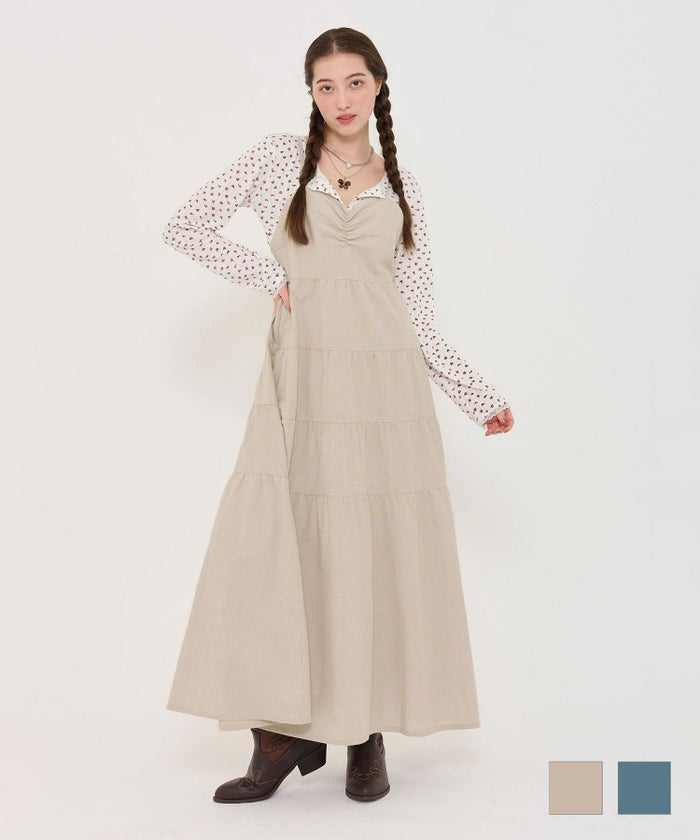 ワンピース/キャミソールワンピース/ティアー/ロング丈