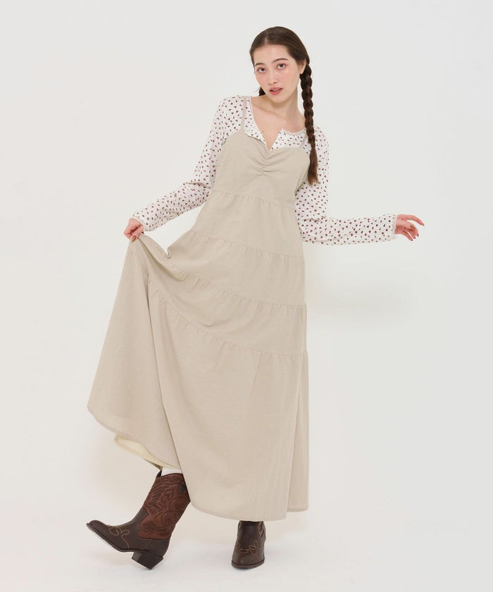 ワンピース/キャミソールワンピース/ティアー/ロング丈