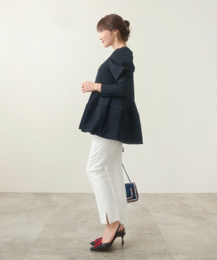 新色追加/手洗い可/日本製/アンチピリング/トップス/ブラウス/長袖/パワーショルダー/袖山ギャザー/大人可愛い