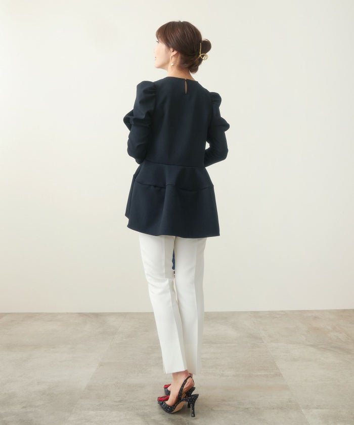 新色追加/手洗い可/日本製/アンチピリング/トップス/ブラウス/長袖/パワーショルダー/袖山ギャザー/大人可愛い