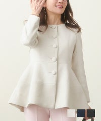 トップス ジャケット 長袖 コクーン くるみボタン オケージョン対応 釦 大人可愛い ペプラムコクーン くるみボタン ジャケット Liala×PG