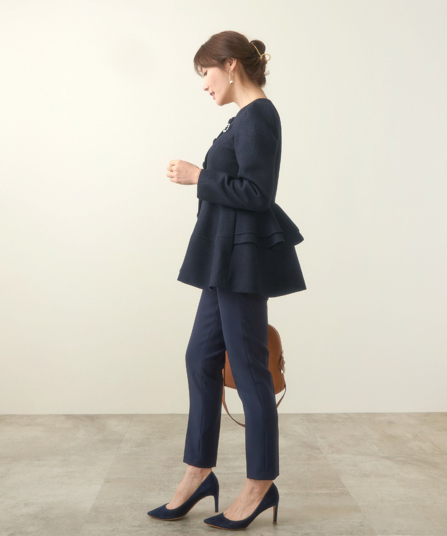 ペプラムコクーン くるみボタン ジャケット Liala×PG 全3色｜lpg241