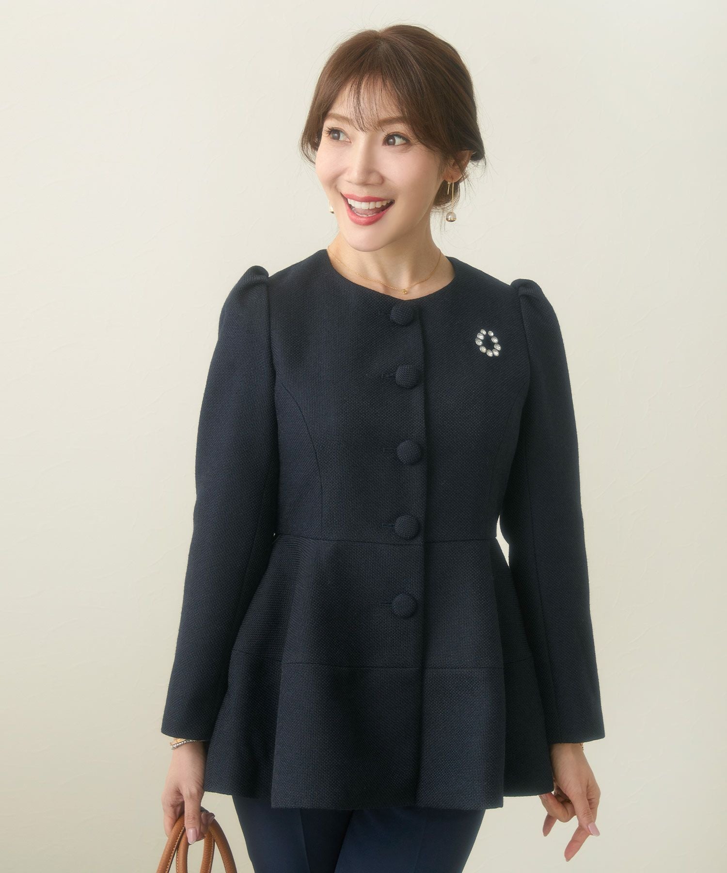 ペプラムコクーン くるみボタン ジャケット Liala×PG 全3色｜lpg241