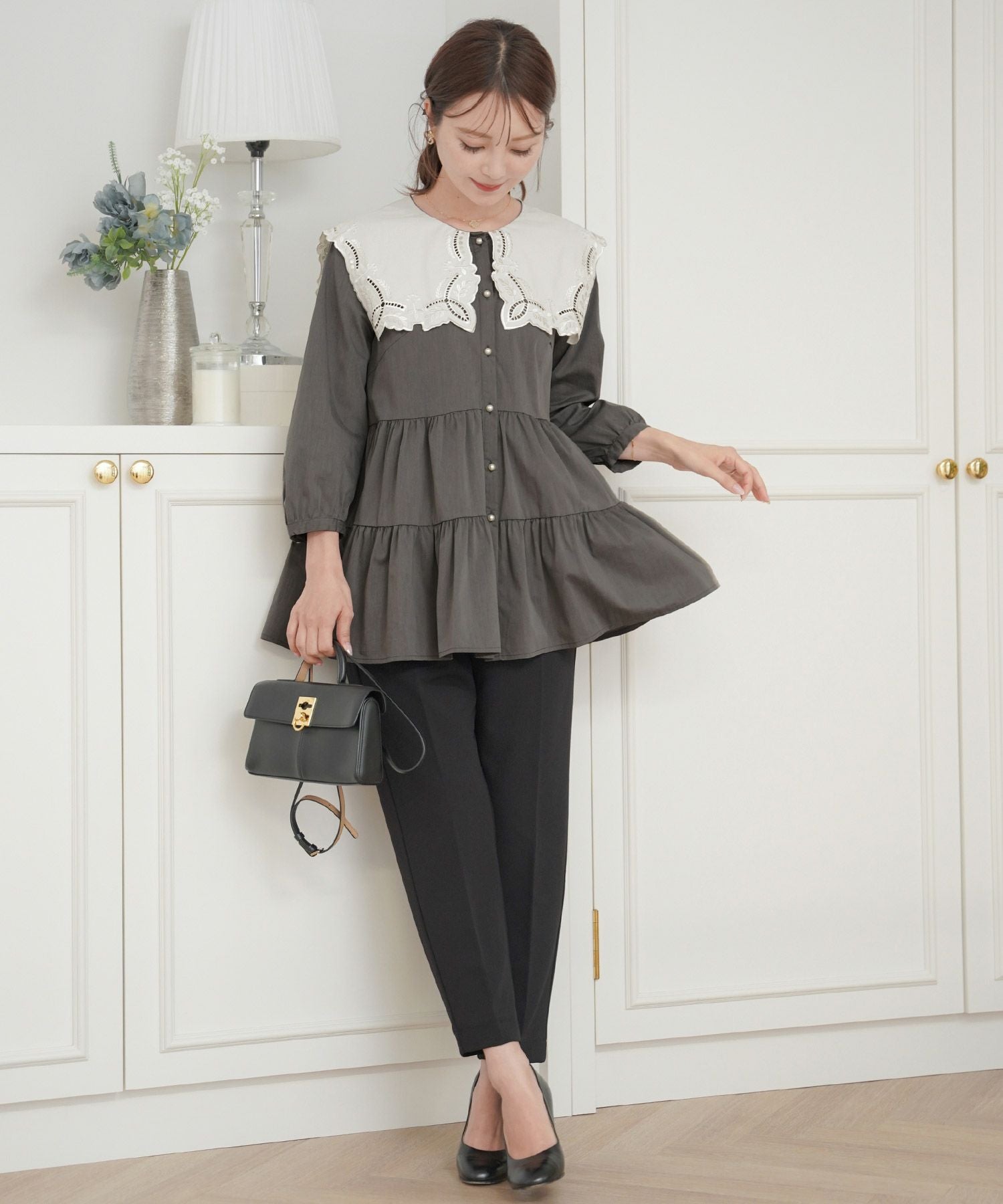 セーラー 襟 刺繍 チュニック ブラウス le reve vaniller 全6色