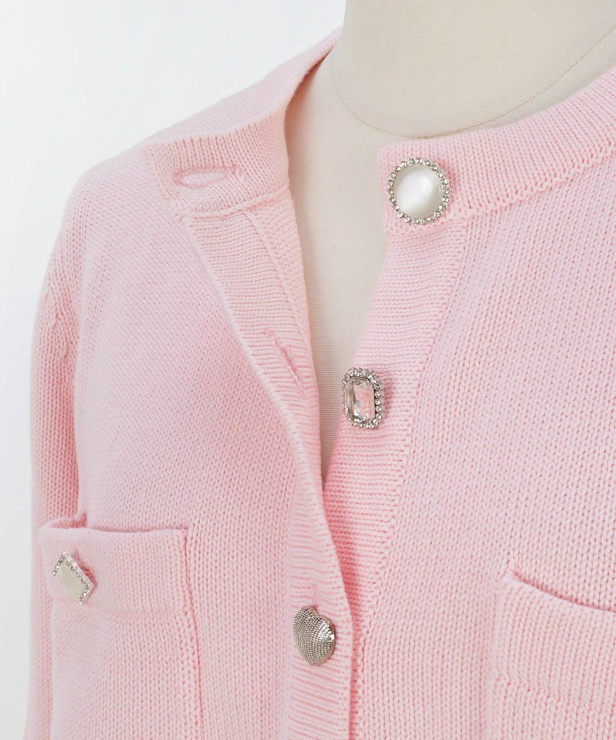 手洗い可/トップス/ニット/カーディガン/長袖/ビジューボタン/ハート/星/モチーフ/大人/上品/可愛い