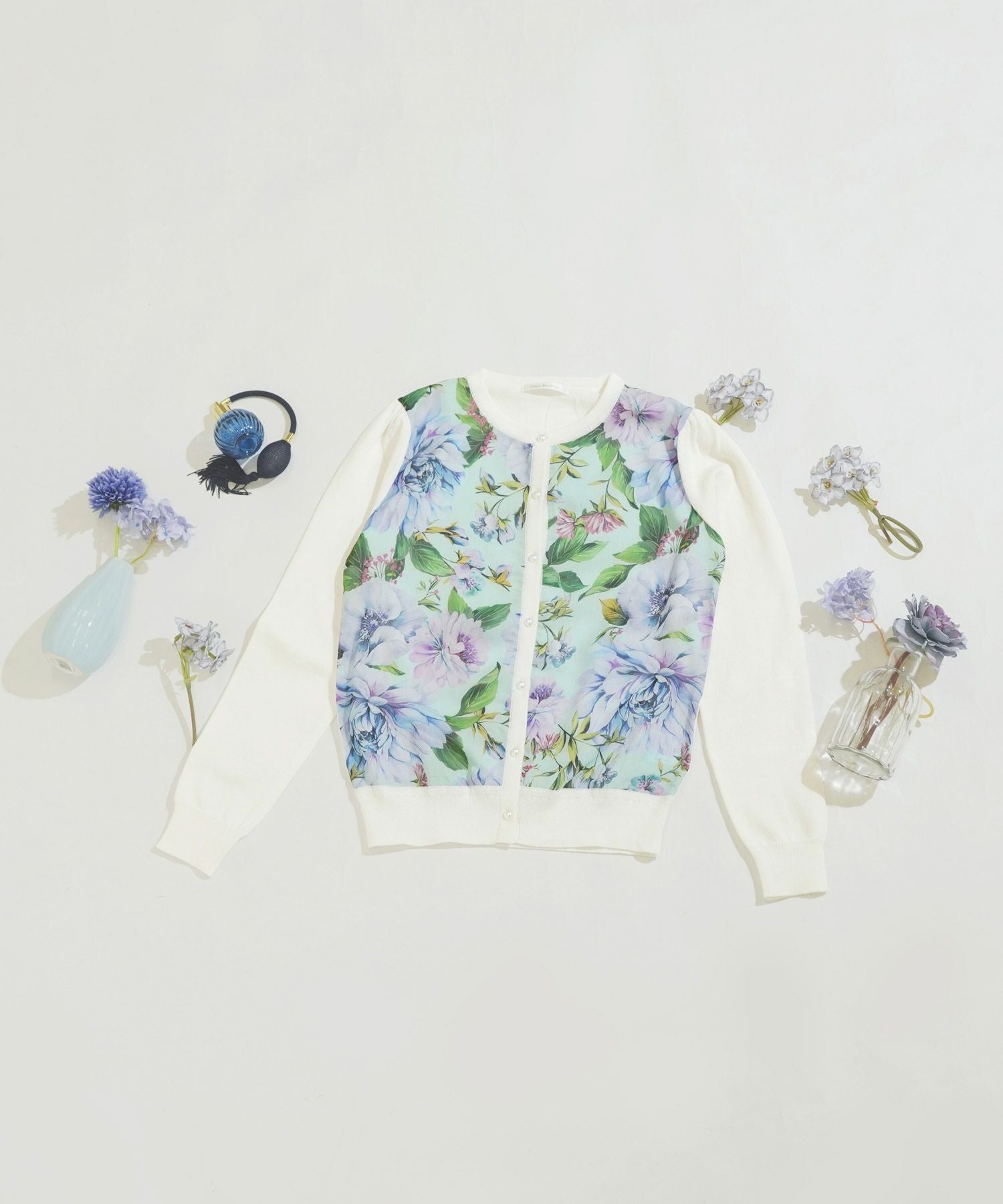 シフォンコンビニット プリント シフォンコンビ ニット カーディガン Prima Scherrer 全4色