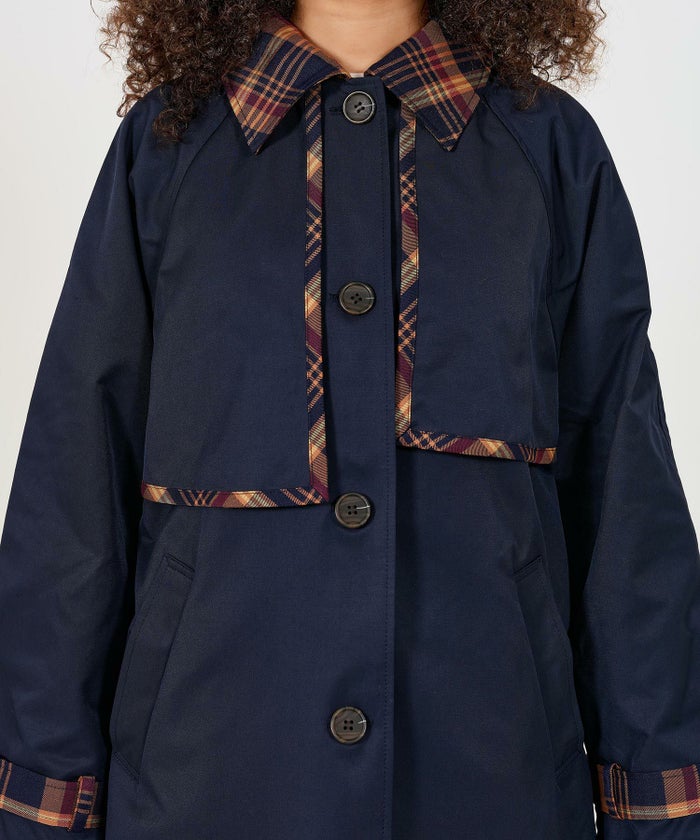 アウター/コート/トレンチコート/ミディ丈/チェック柄