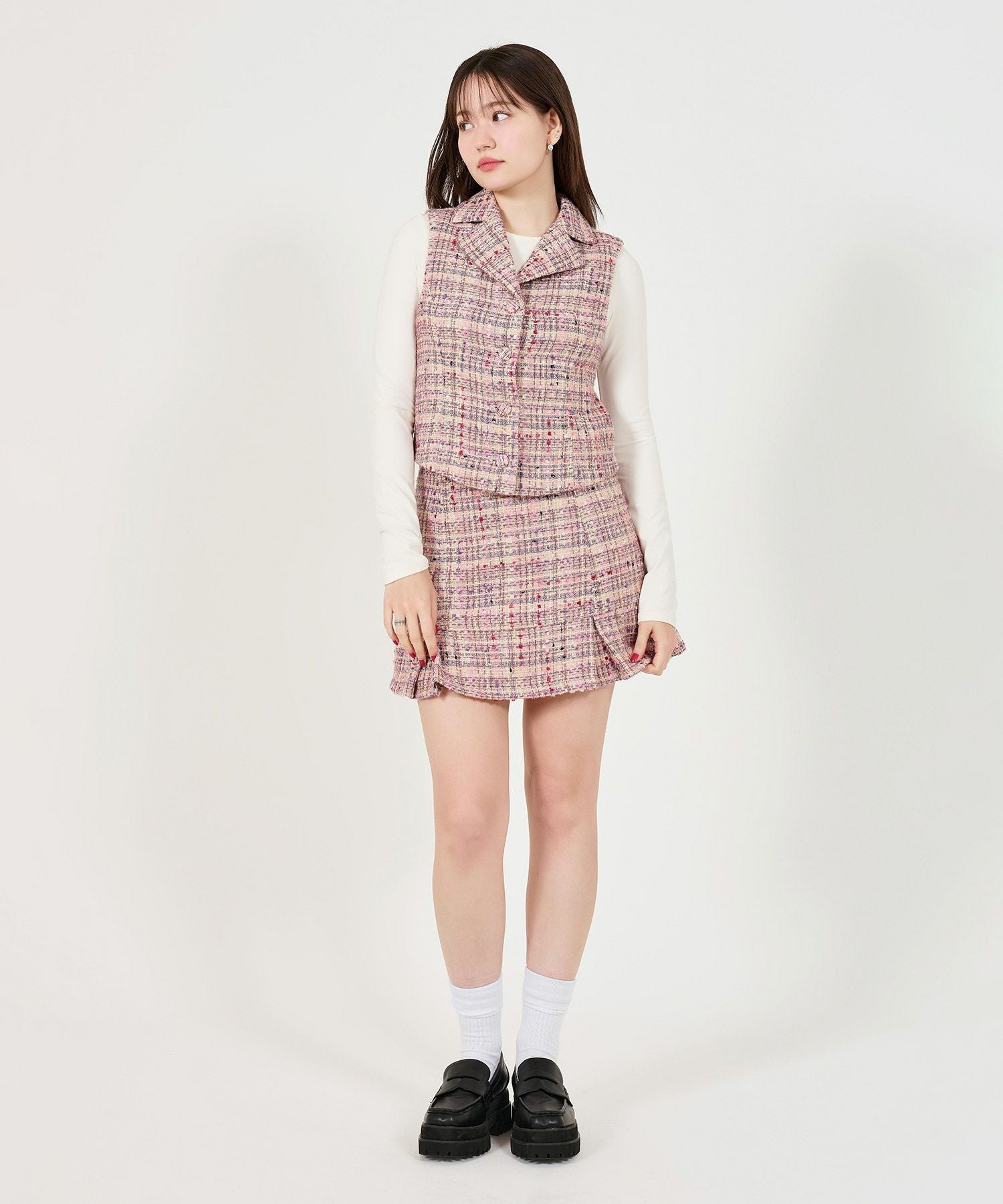 限定Price！SALE ファンシー ツイードベスト TINA：JOJUN 全2色