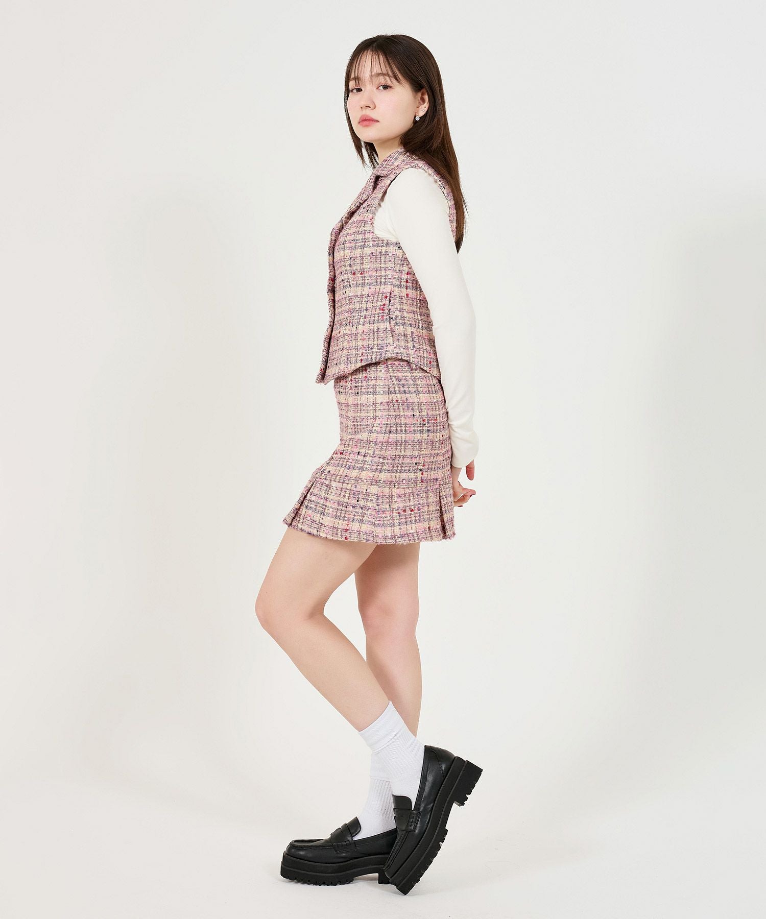 限定Price！SALE ファンシー ツイードベスト TINA：JOJUN 全2色