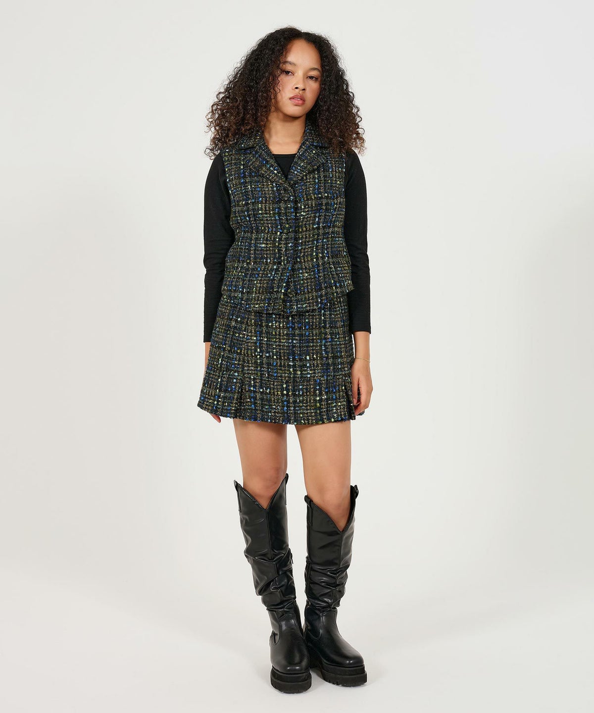 ベスト/トップス/ツイード/ピンク/ネイビー