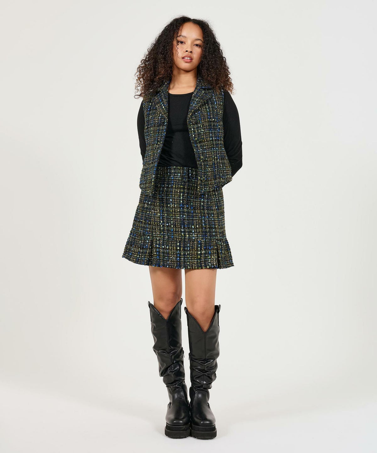 ベスト/トップス/ツイード/ピンク/ネイビー