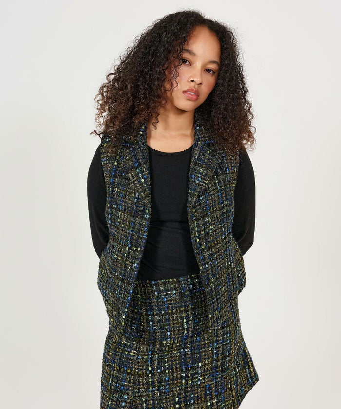 ベスト/トップス/ツイード/ピンク/ネイビー