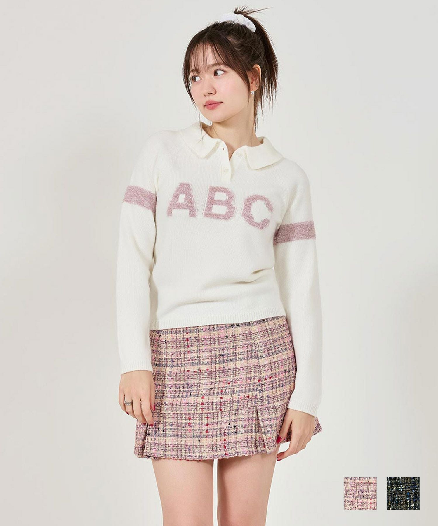限定Price！SALE ファンシー ツイードミニスカート TINA：JOJUN 全2色