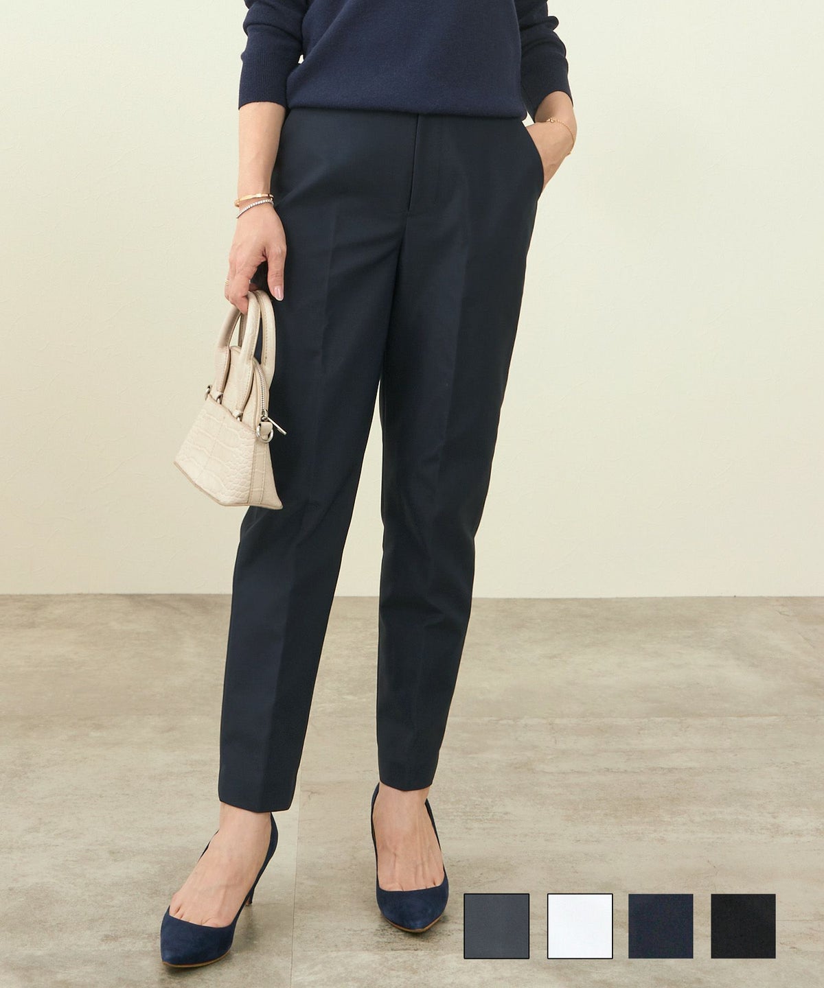 洗濯可 ボトムス パンツ オケージョン 綺麗め ウエストゴム ポケット 大人 上品 ウエストゴム オケージョン 綺麗め パンツ Liala×PG