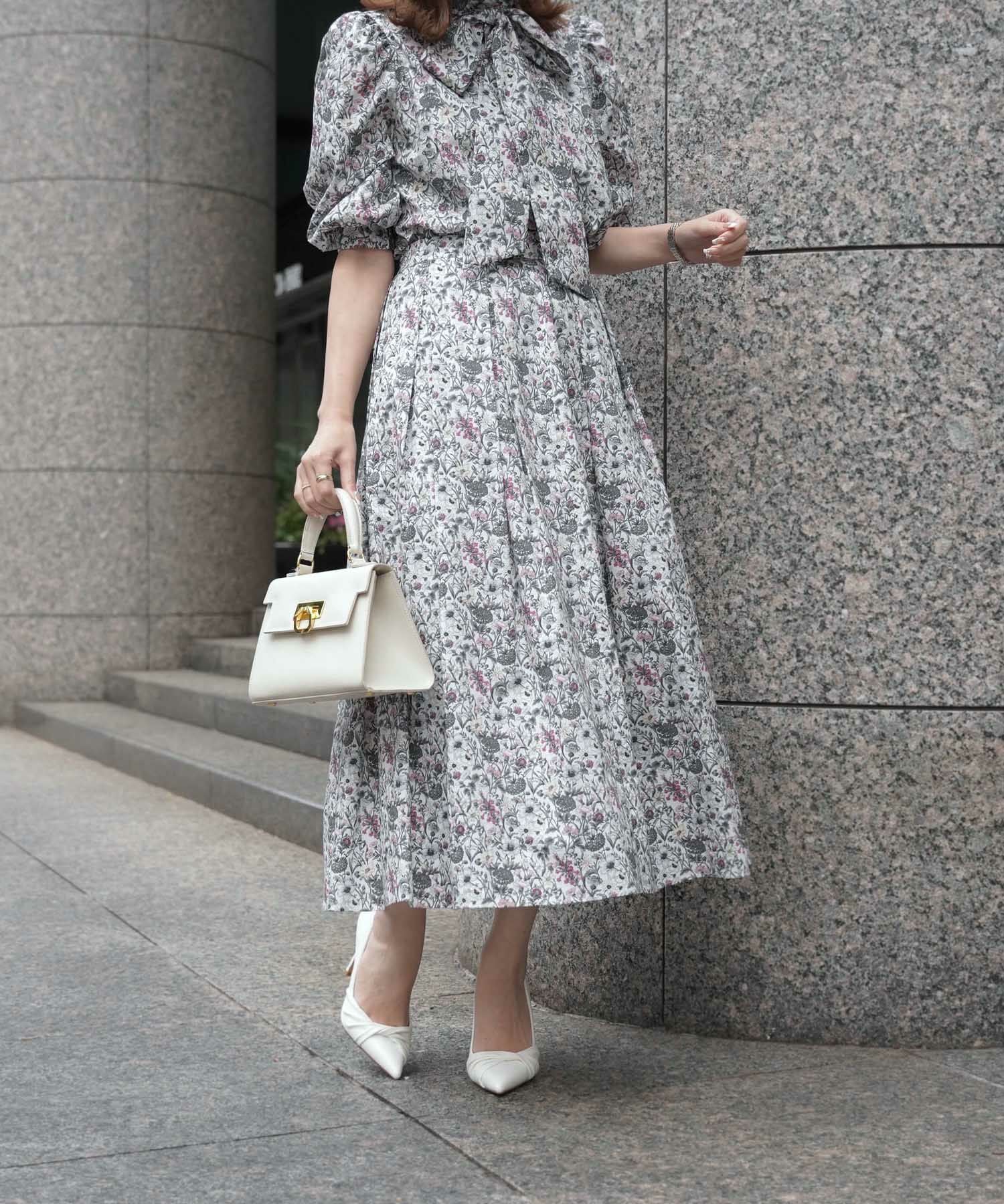 リバティ ボタニカル柄 タック スカート HUIT 全2色｜hit611-0070【4