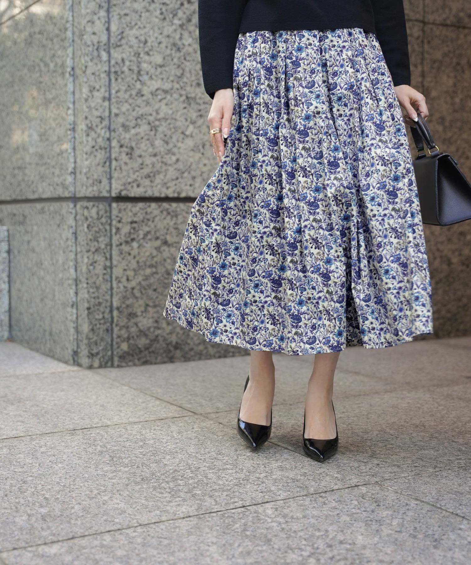 リバティ ボタニカル柄 タック スカート HUIT 全2色｜hit611-0070【4