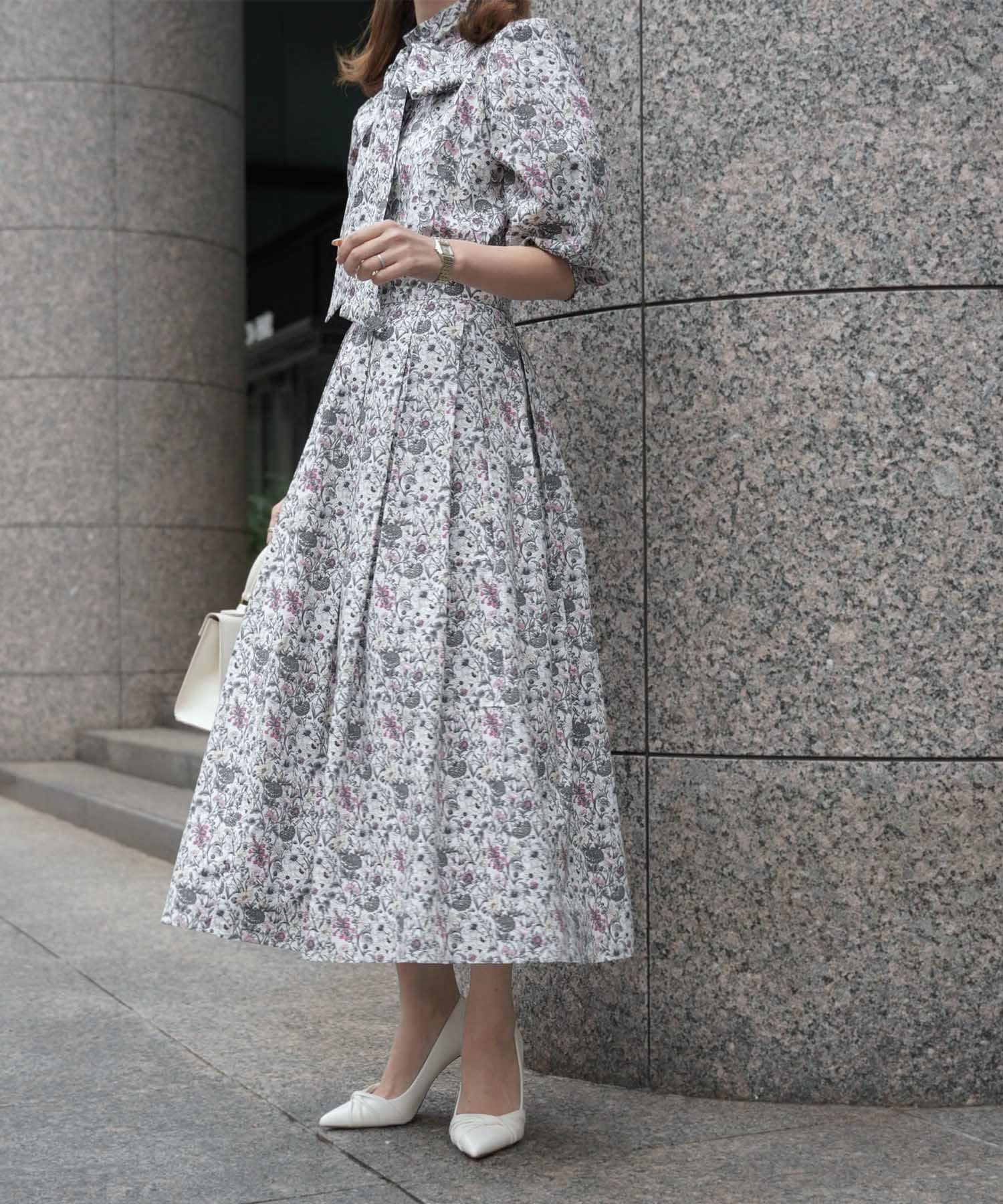 リバティ ボタニカル柄 タック スカート HUIT 全2色｜hit611-0070【4