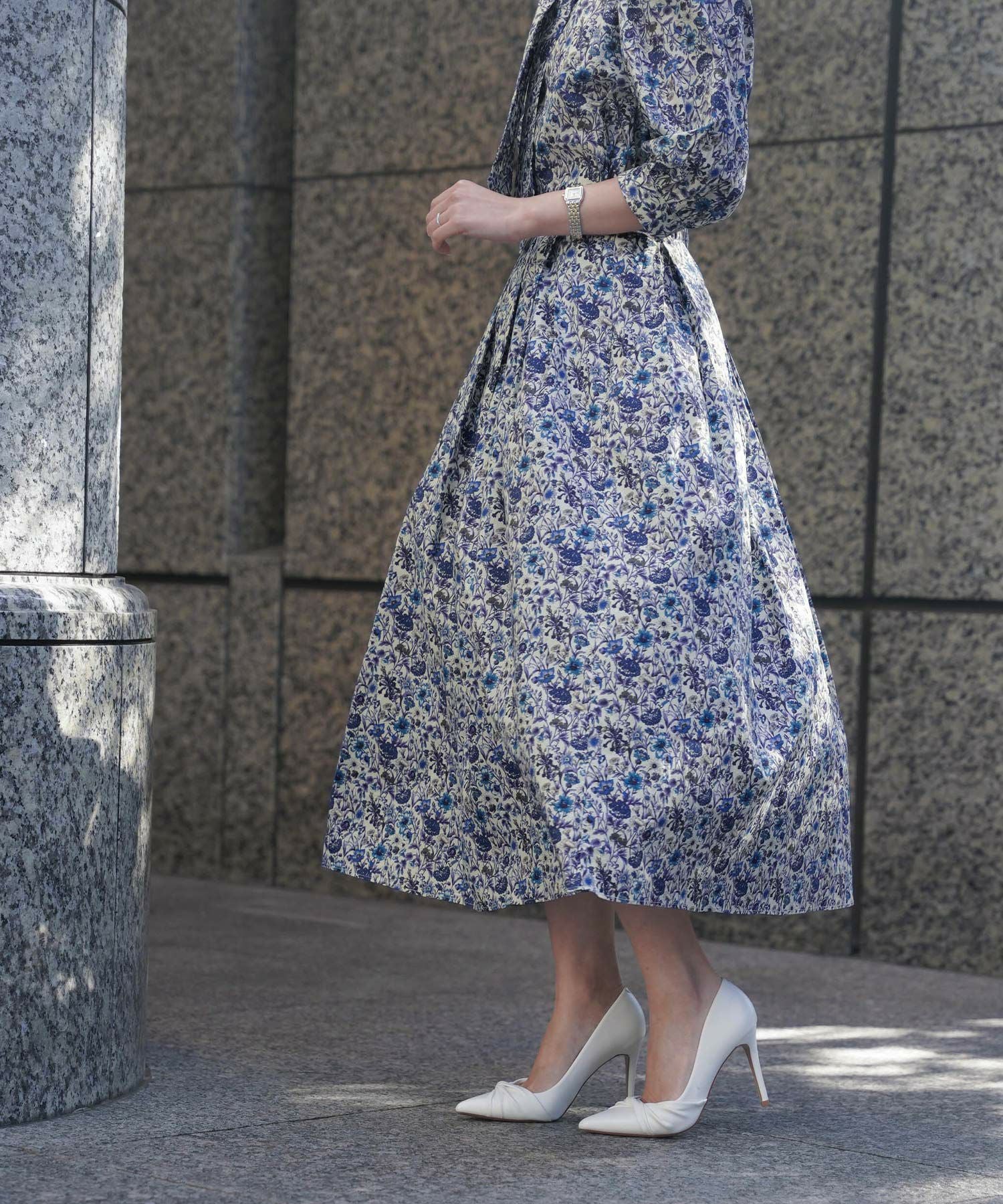 リバティ ボタニカル柄 タック スカート HUIT 全2色｜hit611-0070【4