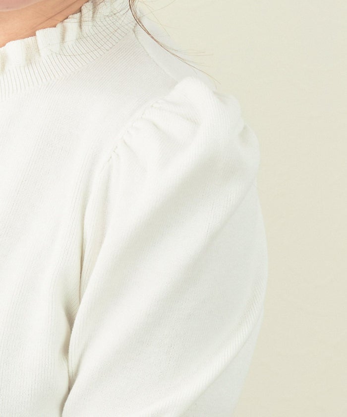 手洗い可/フリルネック/長袖/パフスリーブ/袖山ギャザー/大人/上品/可愛い