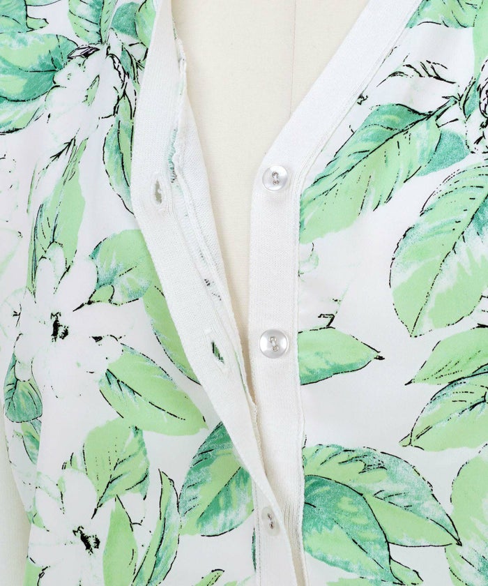 手洗い可/トップス/ニット/カーディガン/ドッキングシフォン/長袖/大人/上品/可愛い