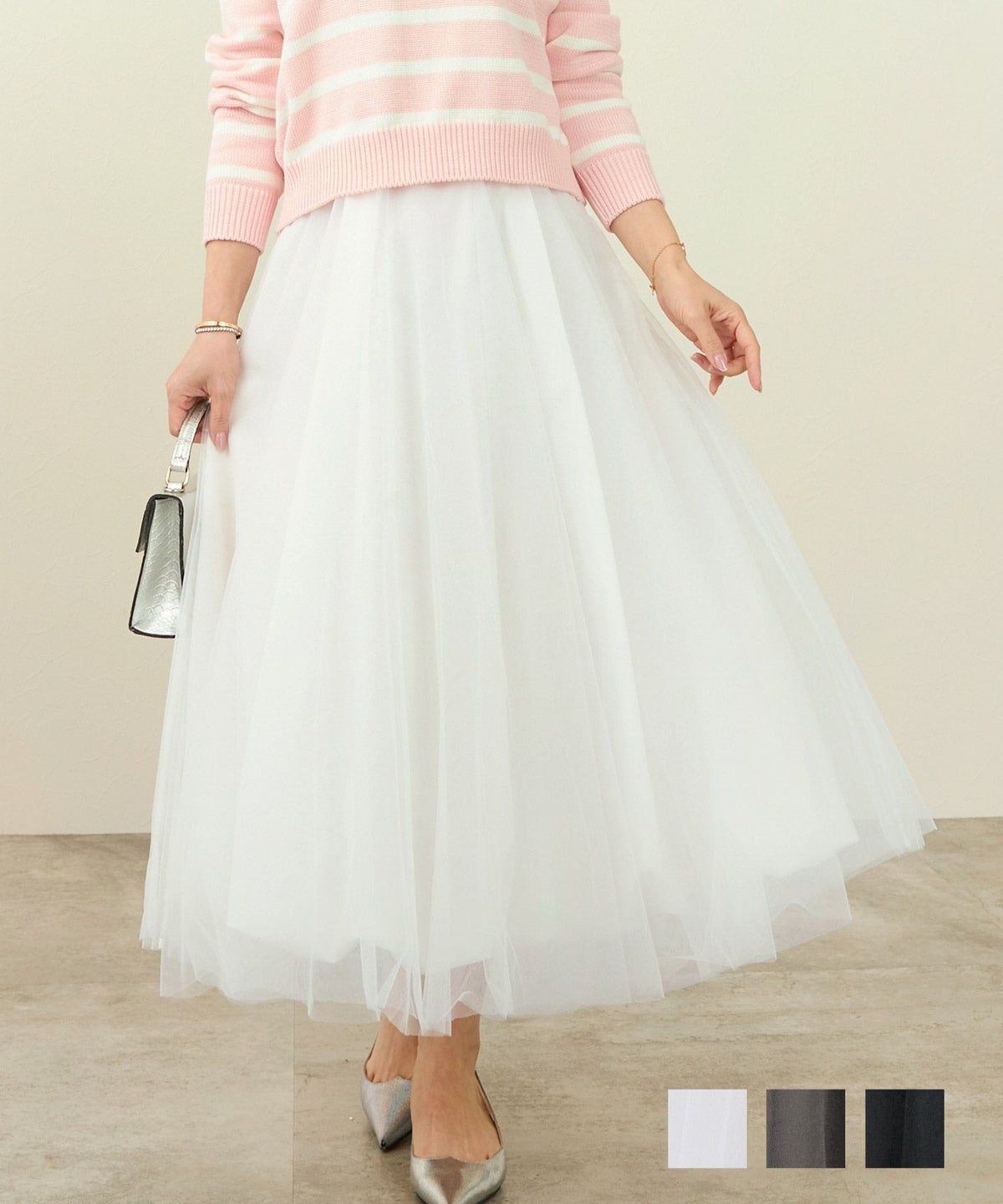 手洗い可 ボトムス スカート チュール バルーン ホック&ファスナー 大人 可愛い 上品 チュール バルーン スカート Liala×PG