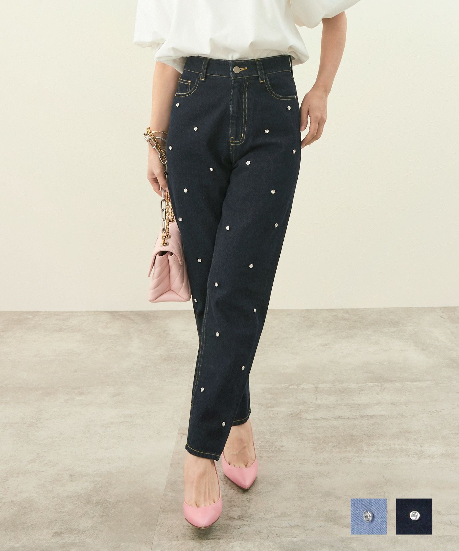 ラインストーン付き デニム パンツ Liala×PG 全2色｜lpg711-1886【4