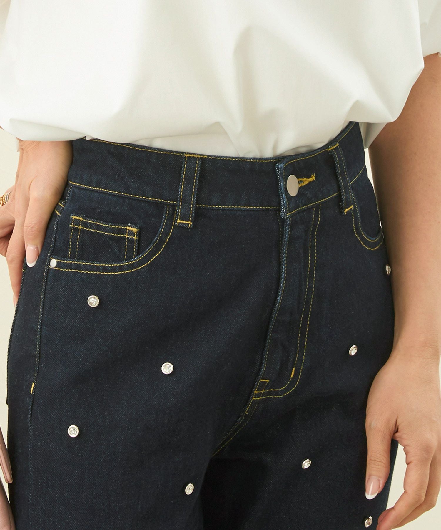 ラインストーン付き デニム パンツ Liala×PG 全2色｜lpg711-1886【4