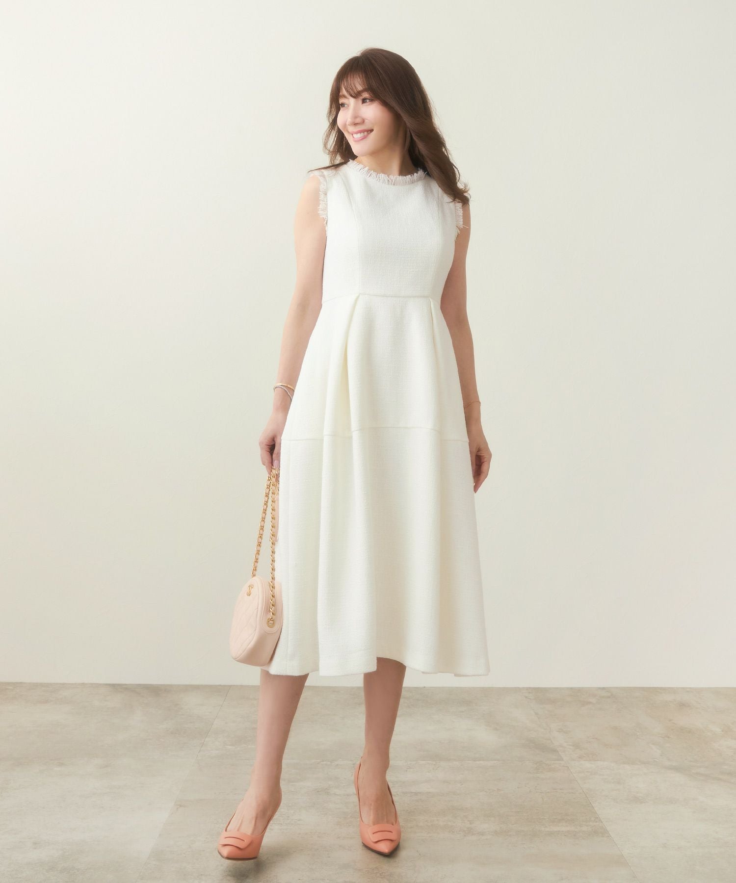 TIME-SALE ツイード フリンジ ワンピース Liala×PG 全2色｜lpg341-1833