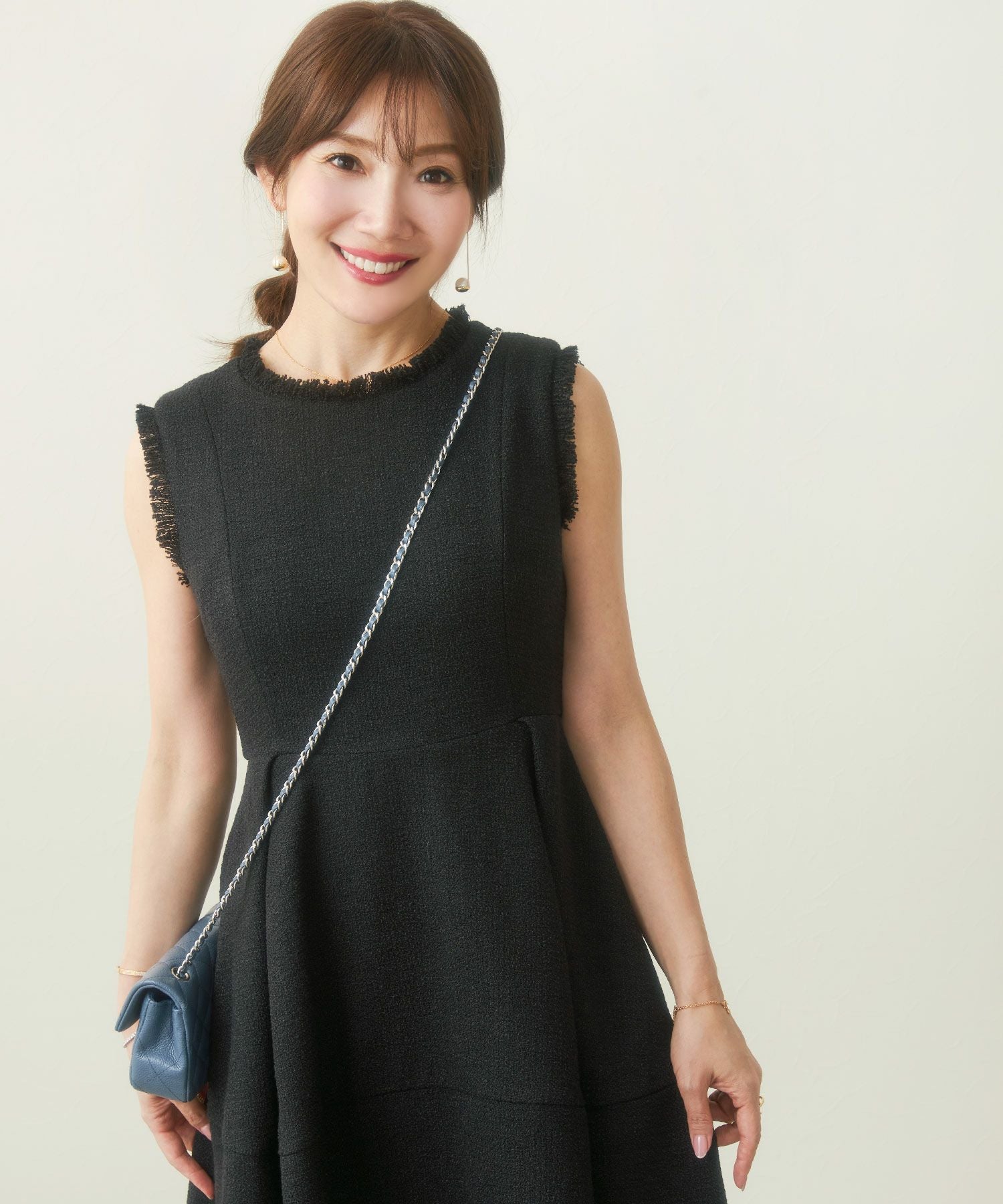 CLEARANCE-SALE ツイード フリンジ ワンピース Liala×PG 全2色｜lpg341