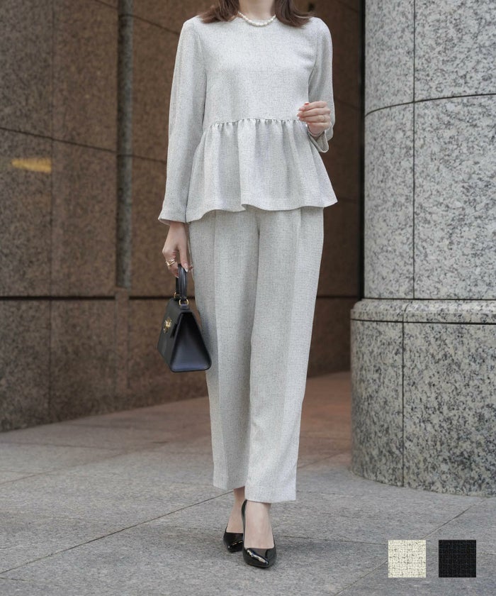 セレクト パンツ オケージョン アイボリーミックス ネイビーミックス S M セレクト オケージョン ツイード パンツ HUIT