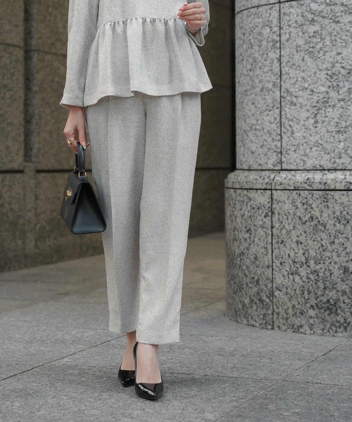 レディース/ボトムス/パンツ/オケージョン/フルレングス/ツイード/春/夏/秋/冬/アイボリーミックス/ネイビーミックス