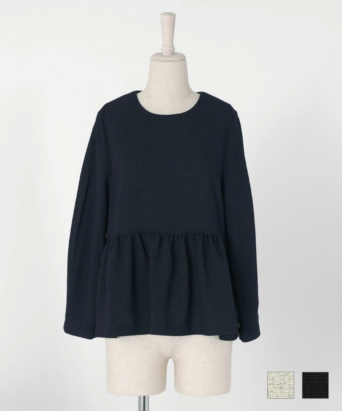 セレクト トップス プルオーバー オケージョン アイボリーミックス ネイビーミックス M セレクト オケージョン ツイード ペプラム トップス HUIT