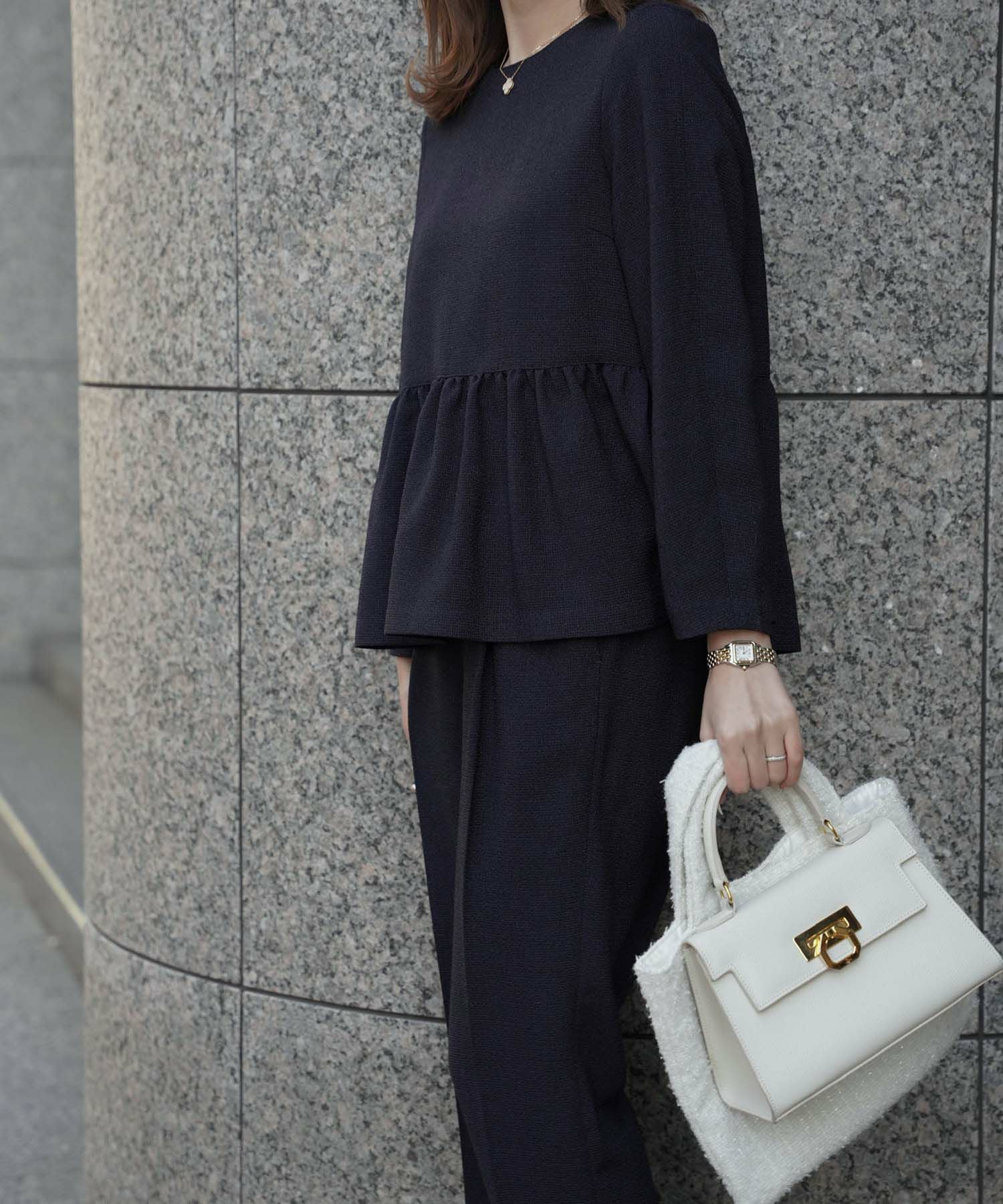 セレクト オケージョン ツイード ペプラム トップス HUIT 全2色