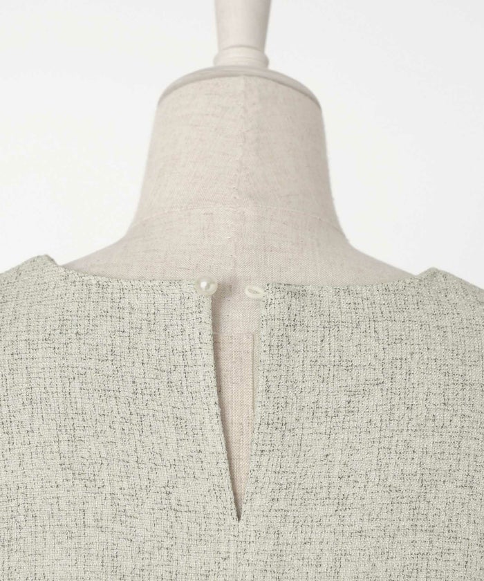 レディース/トップス/プルオーバー/ブラウス/オケージョン/ペプラム/ツイード/春/夏/秋/冬/9分袖/アイボリーミックス/ネイビーミックス