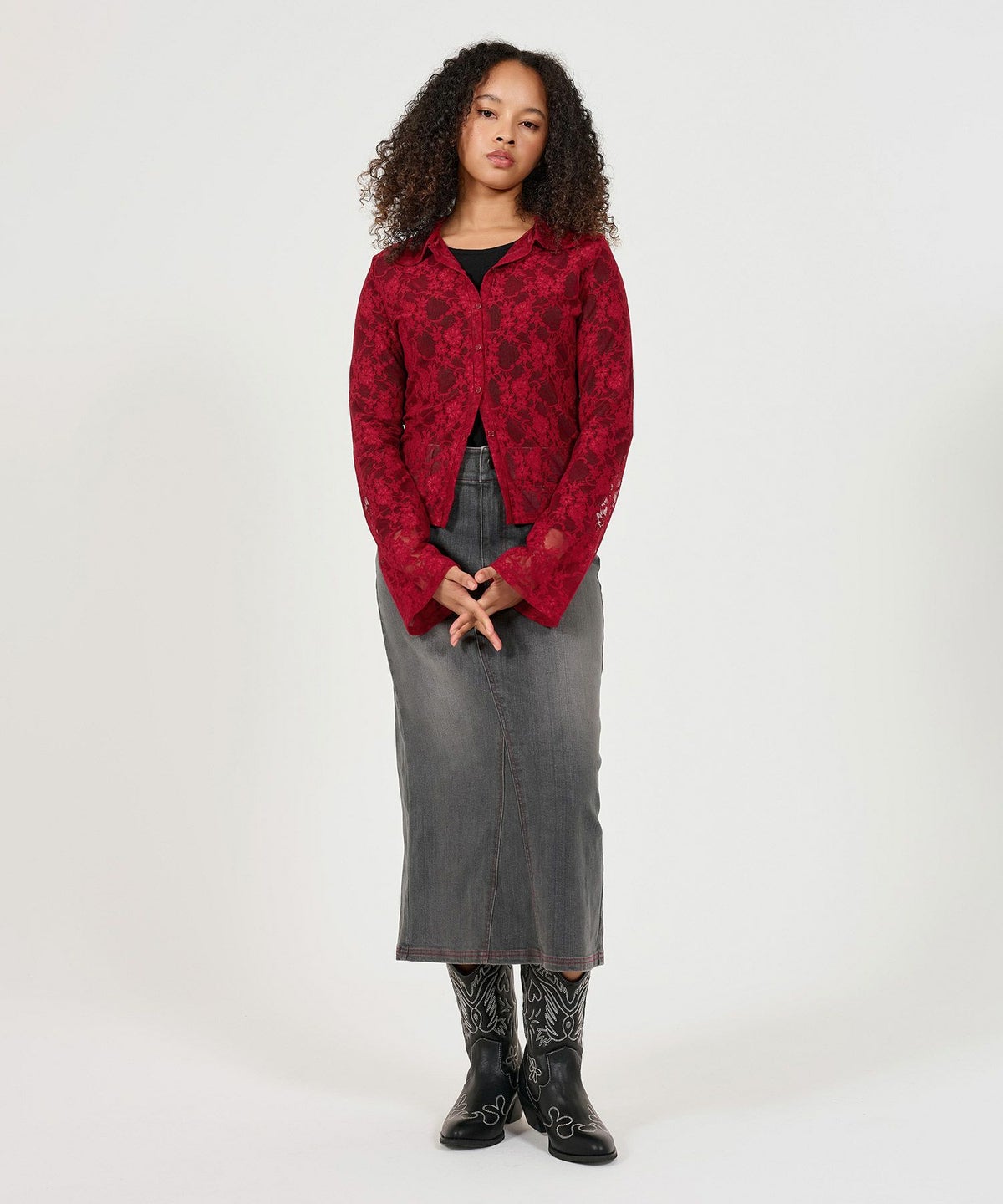 シアー/カーディガン/シアートップス/レース/カットレース