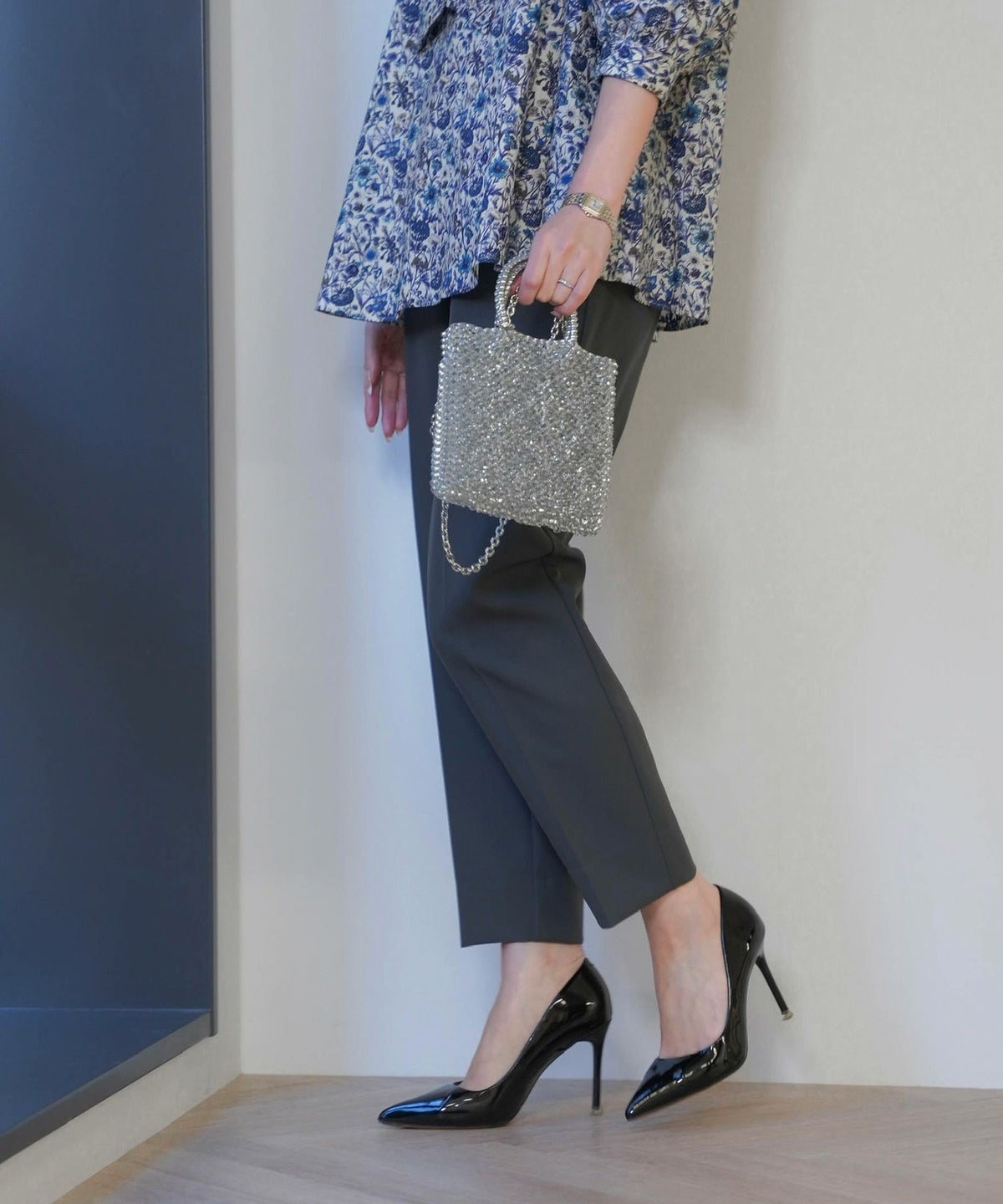 レディース/ボトムス/パンツ/テーパードパンツ/ダブルクロス/フルレングス/春/夏/秋/冬/グレージュ/ブルー/グレー