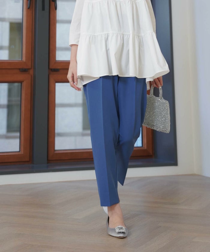 レディース/ボトムス/パンツ/テーパードパンツ/ダブルクロス/フルレングス/春/夏/秋/冬/グレージュ/ブルー/グレー