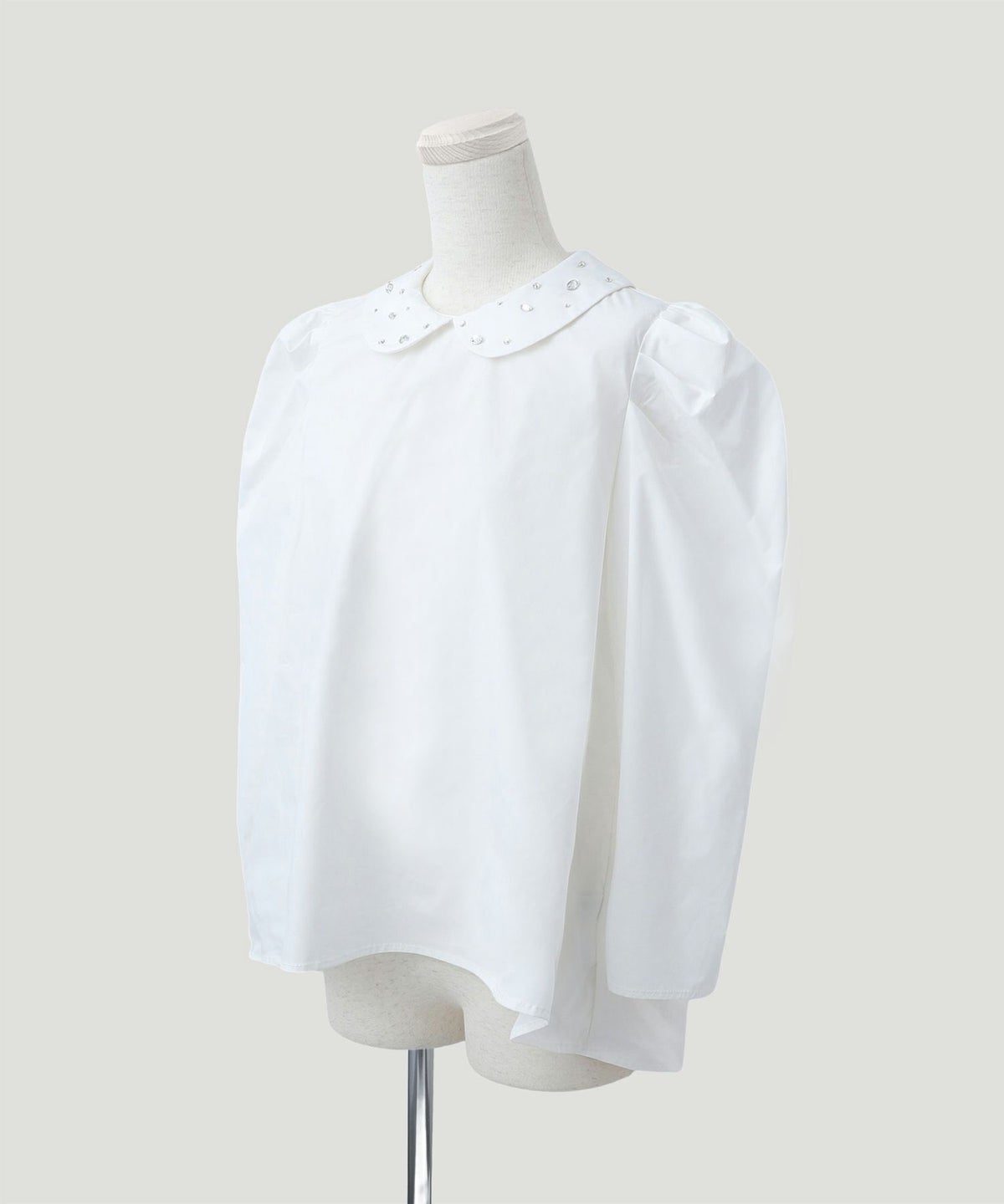 トップス/ビジュー/カラー/パワーショルダー/ブラウス/ホワイト/ピンク/ネイビー/M