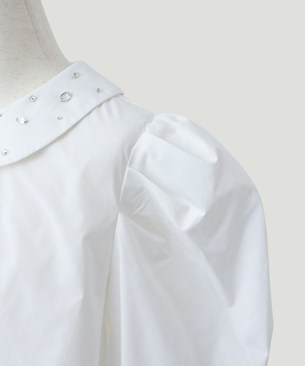 トップス/ビジュー/カラー/パワーショルダー/ブラウス/ホワイト/ピンク/ネイビー/M