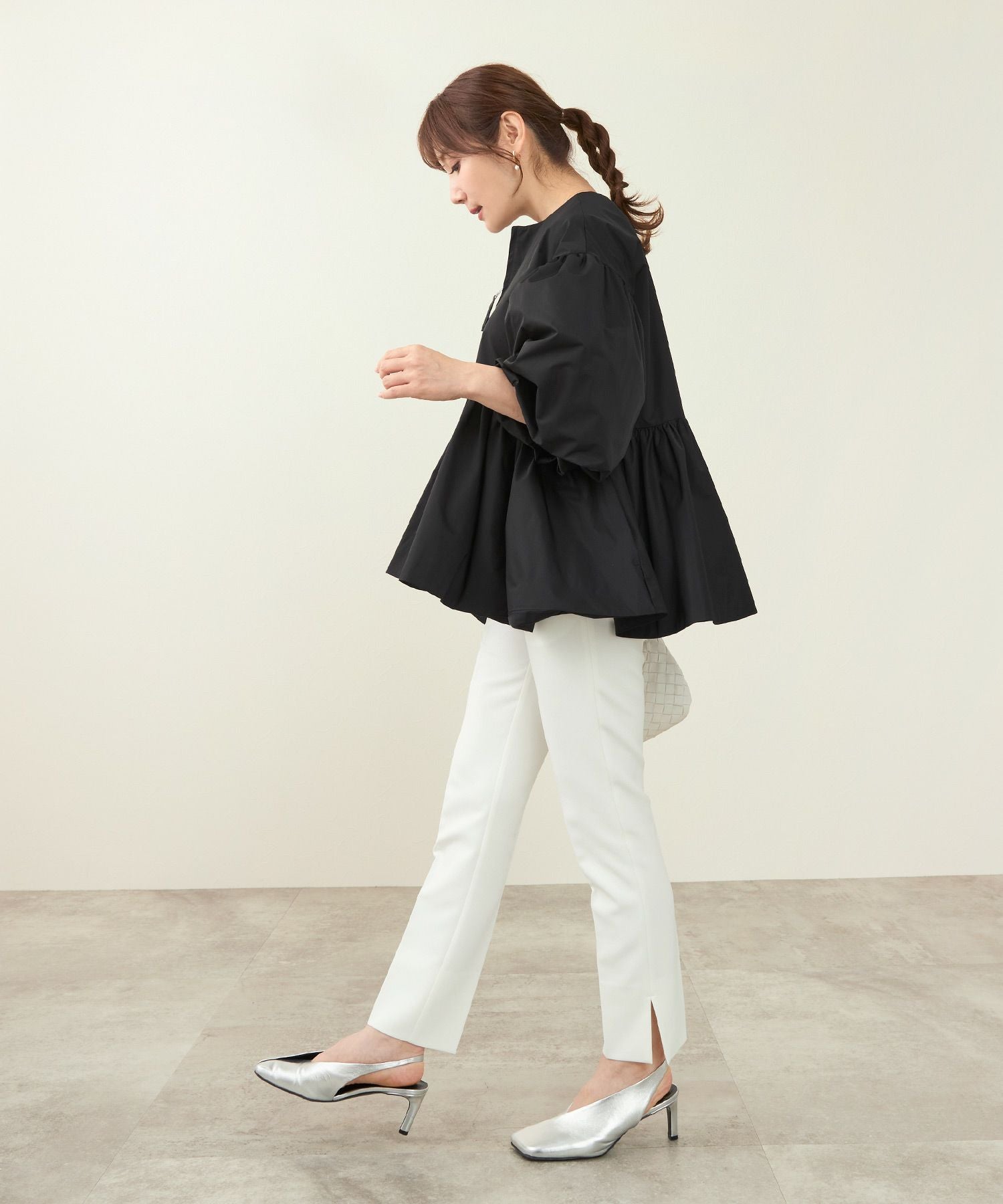 撥水加工 バルーンスリーブ ティアードフレア ジャケット Liala×PG 全2