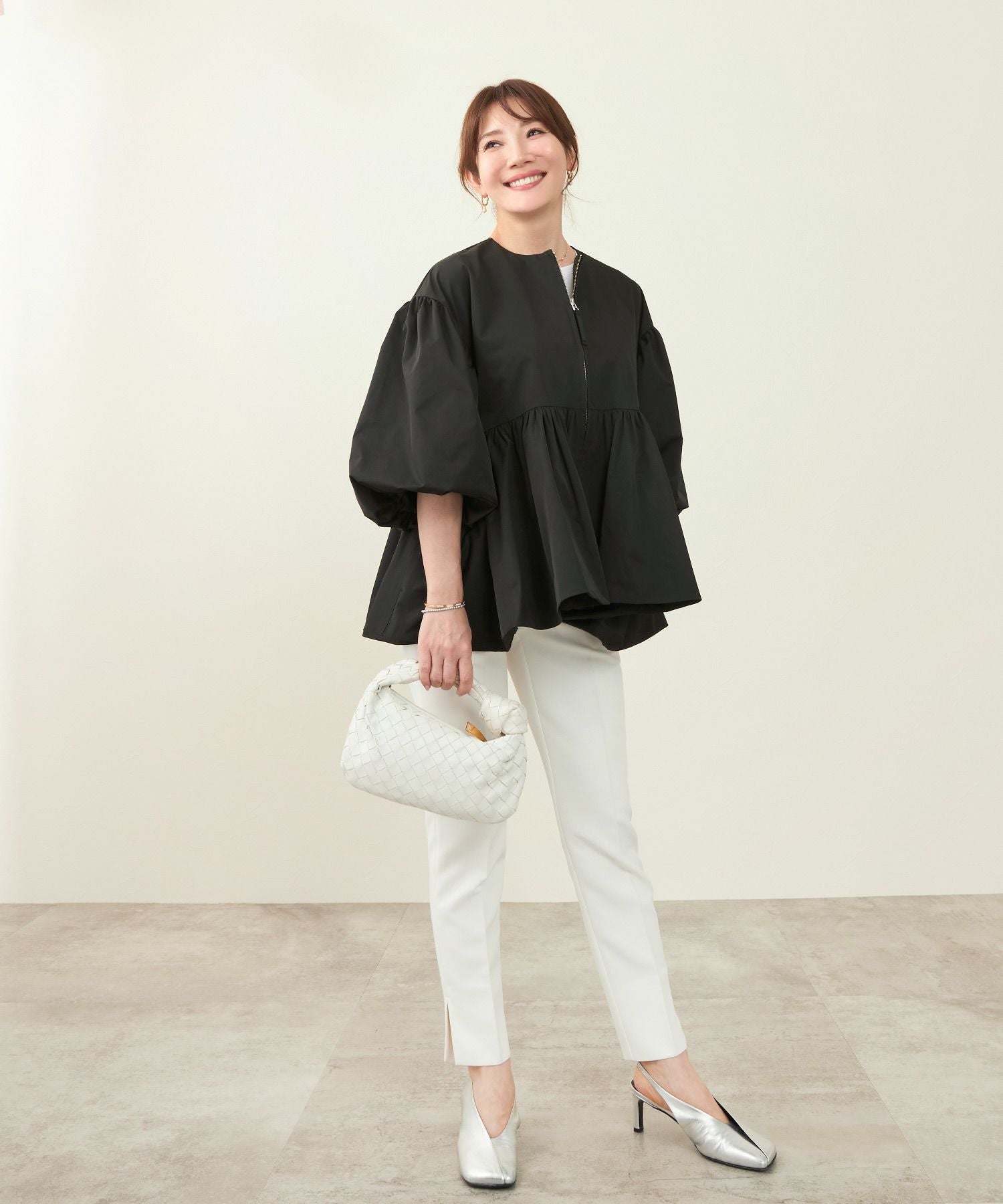 撥水加工 バルーンスリーブ ティアードフレア ジャケット Liala×PG 全2