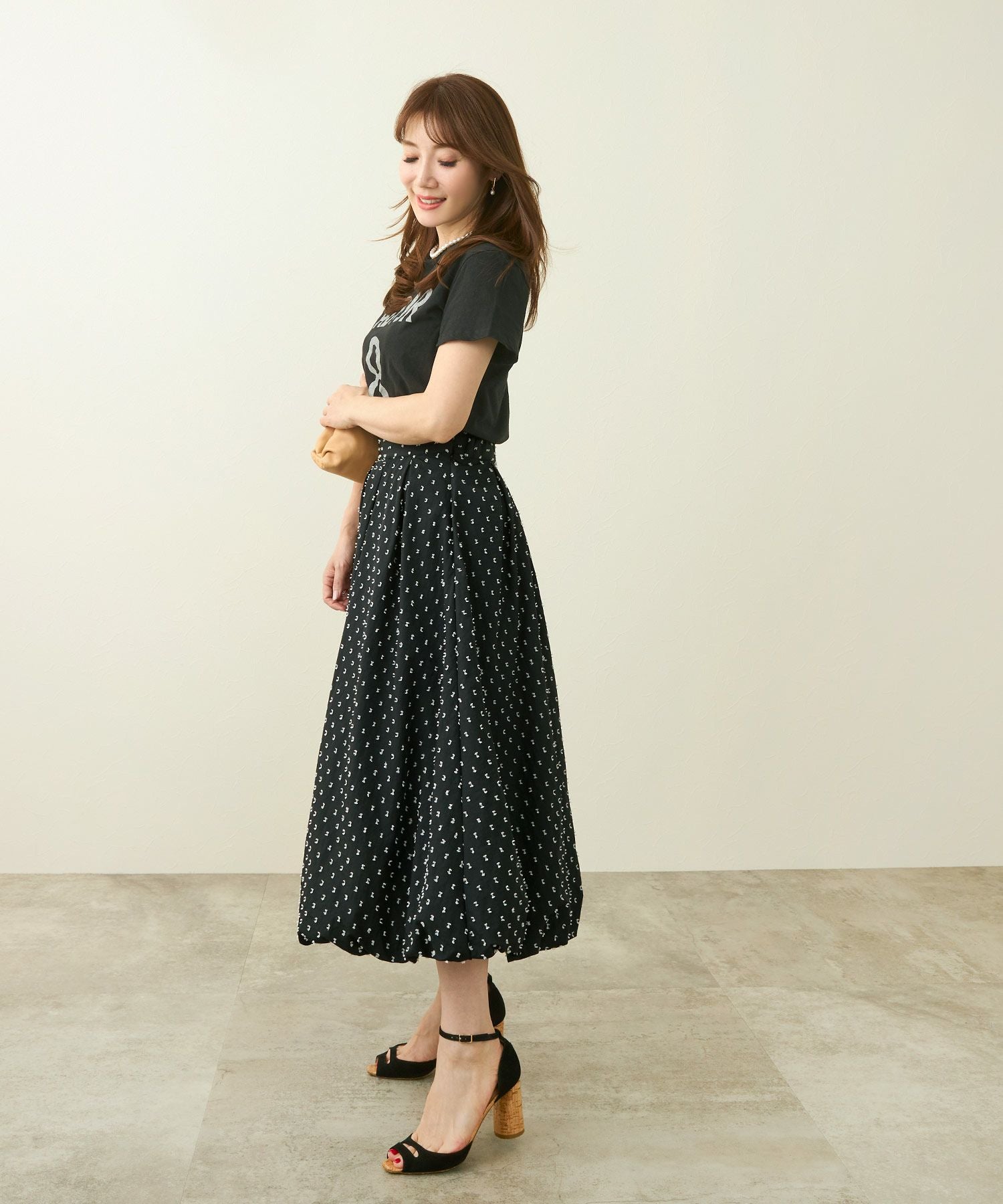 OUTLET-SALE フリンジ ドット バルーン スカート Liala×PG 全2色