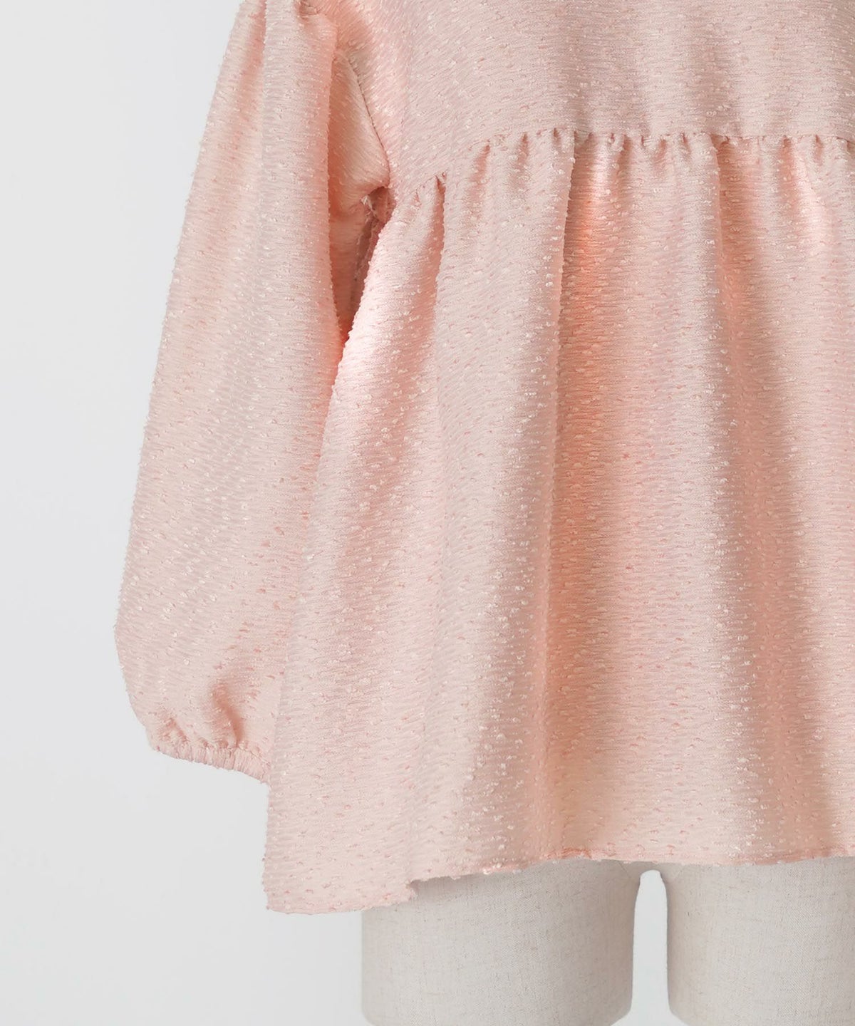 レディース/トップス/ブラウス/バルーンスリーブ/ペプラム/ネップ/オーバーシルエット/春/夏/秋/9分袖/ホワイト/ピンク/ブラック