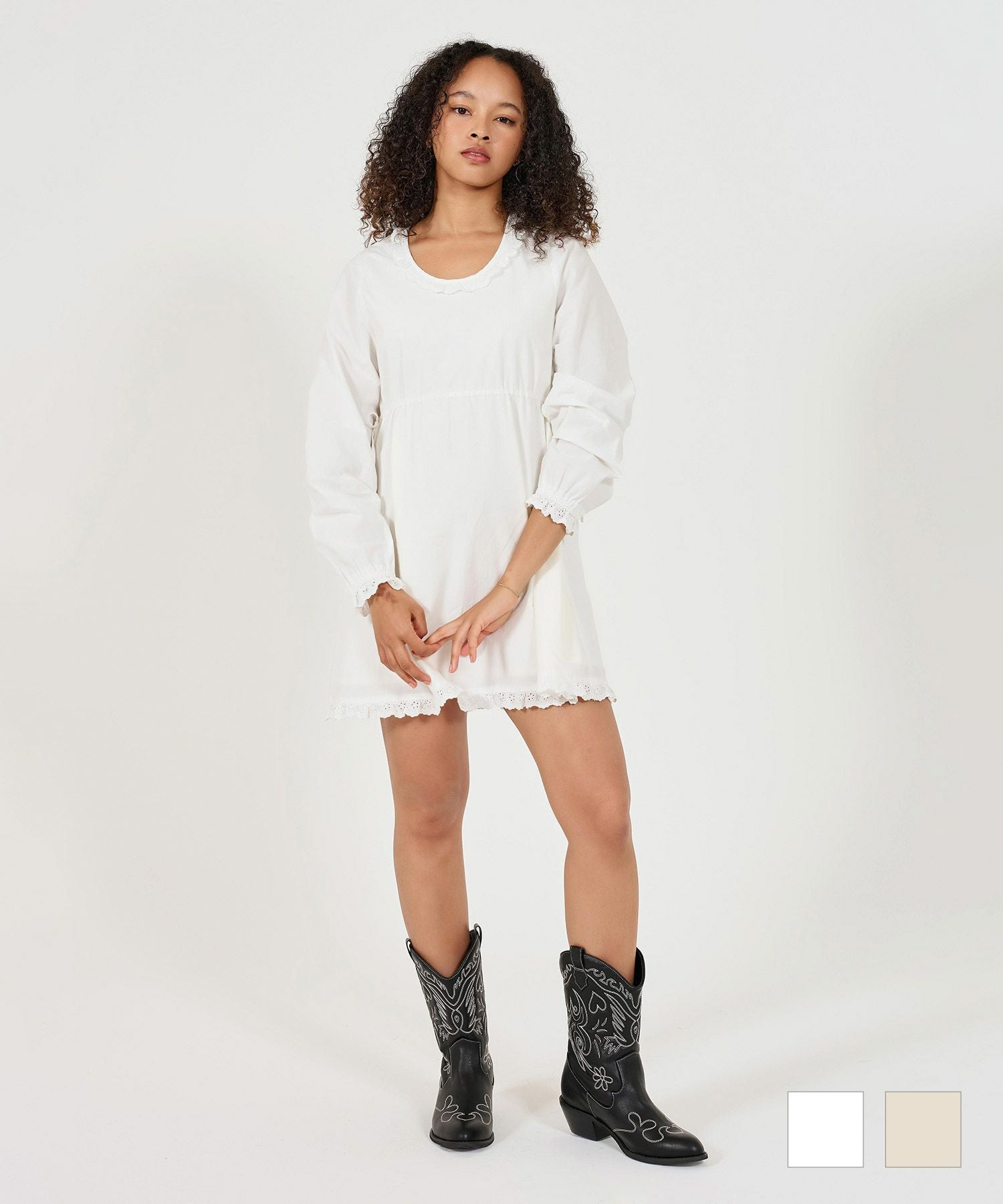 限定Price！SALE コットンレース付き ミニ丈ワンピース TINA：JOJUN 全