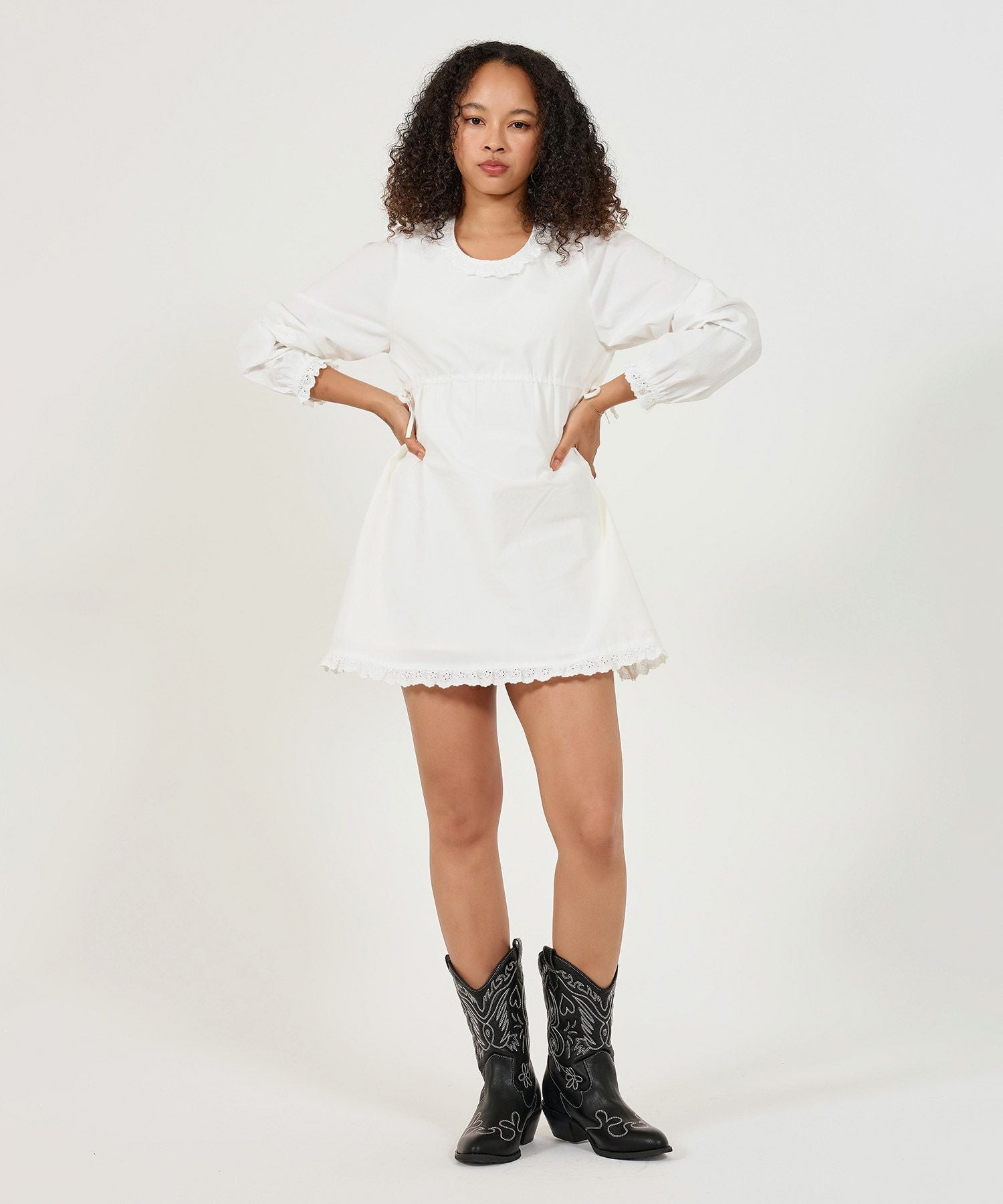 限定Price！SALE コットンレース付き ミニ丈ワンピース TINA：JOJUN 全